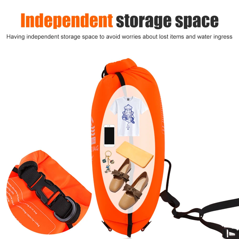 20L Inflatable Open Swimming Buoy Tow Float Dry Bag With Waist Belt For Boating Rafting Swimming Bucket Water Sport Safety Bag