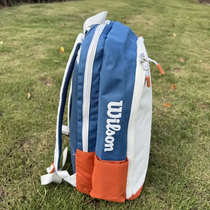 Wilson 2024 Team Roland Garros Backpack French Open Multi functional Large Capacity Orange Blue Grey Double Shoulder Tennis Bag