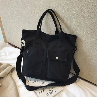 Fashion Canvas Bags students Handbag Shoulder Bag Large Capacity Solid Color Totes Shopper Bag Casual Female Cross Body Bag 2024