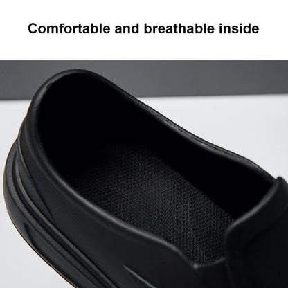 Men EVA Chef Shoes Lightweight Work Shoes Oil-proof Outdoor Safety Shoes Wide Toe Comfortable Walking Shoes for Hotel Restaurant
