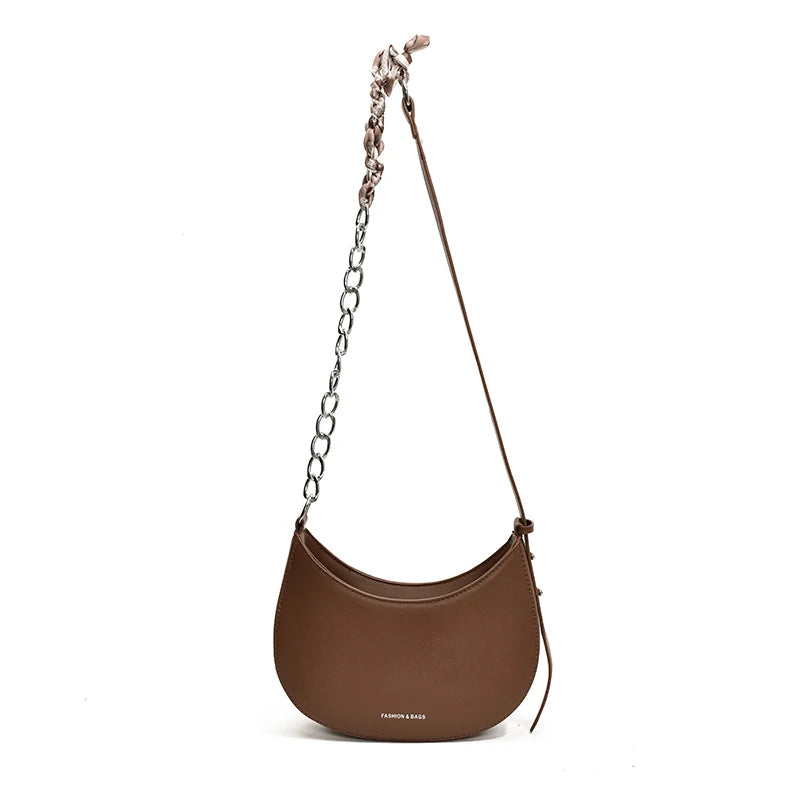 Crescent Bag for Women with Adjustable Strap Hobo Bag PU Leather Solid Crossbody Bag Casual for Work Travel