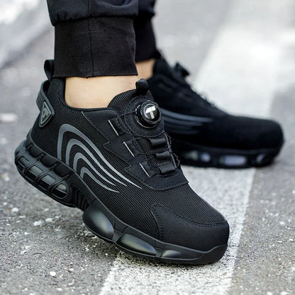 Rotary Button Safety Shoes Anti-Puncture Anti-smash Work Sneakers Low Top Mens Steel Toe Work Boots for Construction and Exploit