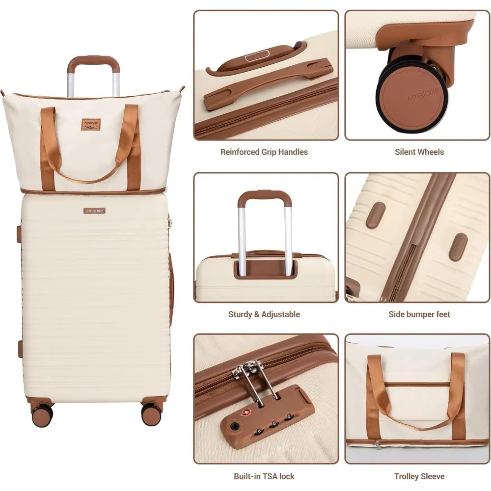 Luggage Sets 4 Piece,Suitcases with Double Spinner Wheels and TSA Lock,Hardcase 6 set Luggage with Travel Duffle Bag,Carry On Lu