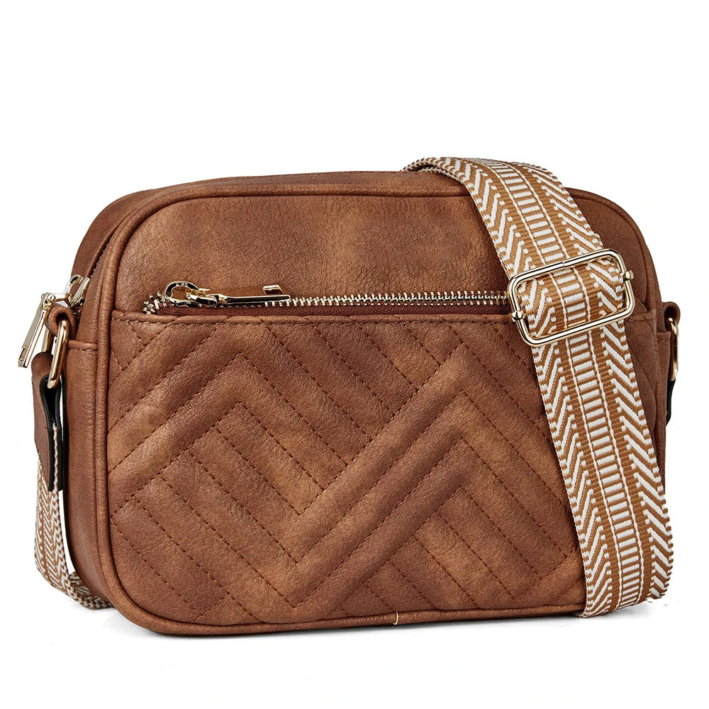 Trendy Quilted Crossbody Bags for Women Luxury Designer Vegan Leather Purses Shoulder Handbags with Wide Strap