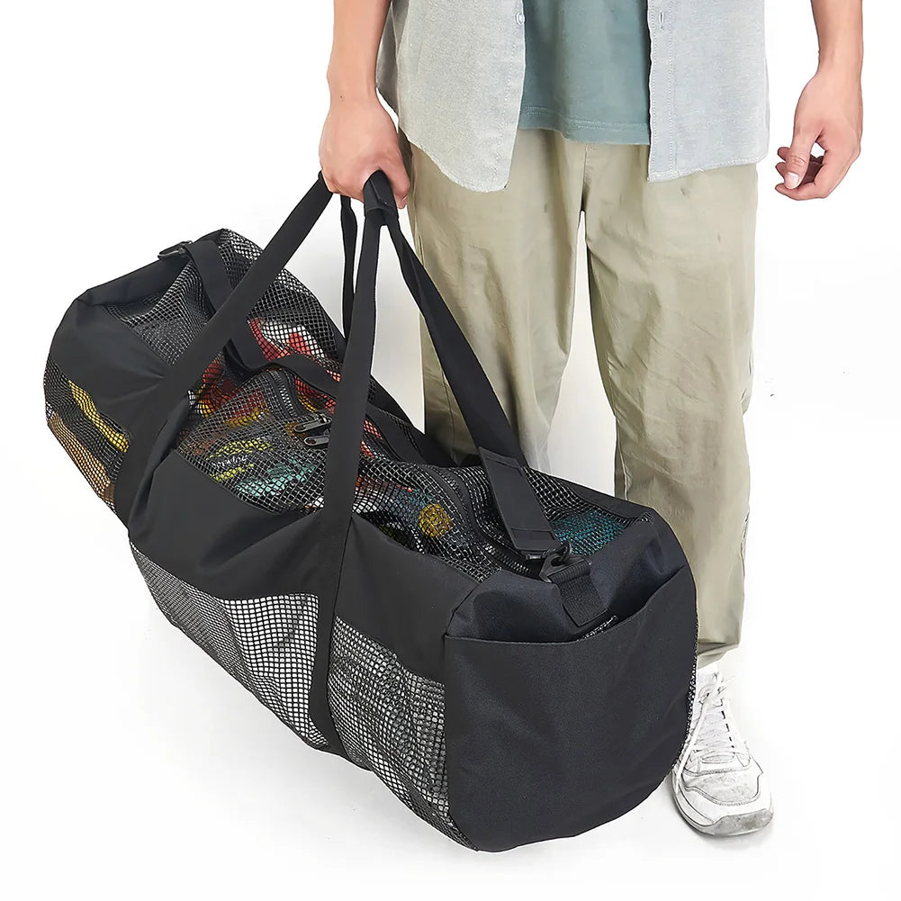 Portable Beach Storage Bag with Adjustable Strap Multifunctional Mesh Duffel Bag Large Capacity for Surfing Swiming Scuba Diving