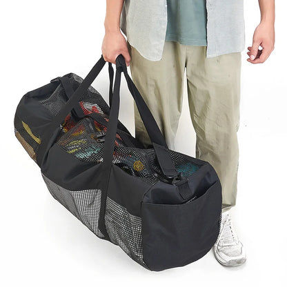 Portable Beach Storage Bag with Adjustable Strap Multifunctional Mesh Duffel Bag Large Capacity for Surfing Swiming Scuba Diving