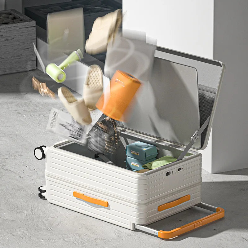 Front Opening Multi-Functional Suitcase Business Wide Trolley Luggage ABS+PC Large-capacity Password Box Travel Trolley Case