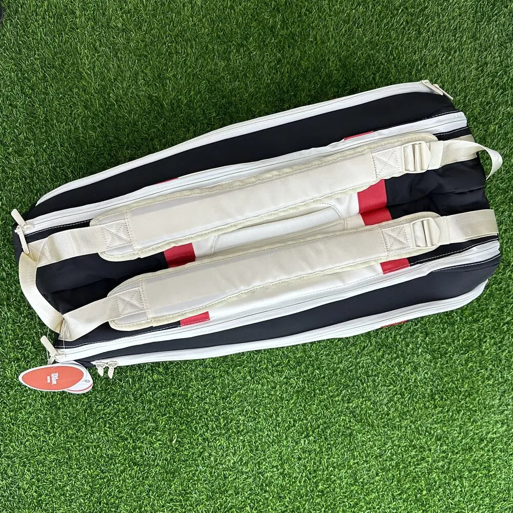 Wilson 2024 Tennis Bag New COURAGE Series Red, White, Black Backpack 9-Pack Tennis Racket Bag Accessories Bag for Men and Women