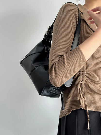 Underarm bag 2025 new style cool girl handbag European and American retro y2k street photography shoulder bag black small bag