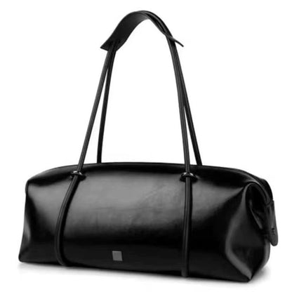 Women Casual Clutch Handbag Large Capacity PU Boston Pillow Bag Mini Clutch Purse Solid Color Zipper Closure for Outdoor Travel