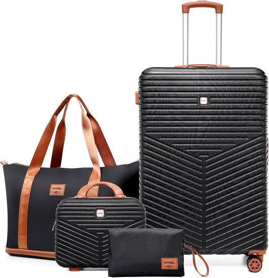 4 Piece Luggage Set Carry On ABS+PC Hard Shell Suitcase Travel Packing Box With Spinner Wheels & TSA Lock For Business ﻿Trip