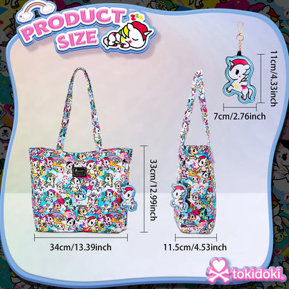 Tokidoki Official Licensed Shoulder Bag for Women with Unicorno Keychain Tote Bag Large Capacity Handbag for Work Travel