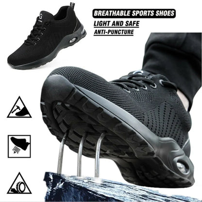 Industrial Steel Toe Safety Shoes Mens Lightweight Breathable Work Boots Anti-smash Puncture Resistant Construction Work Shoes
