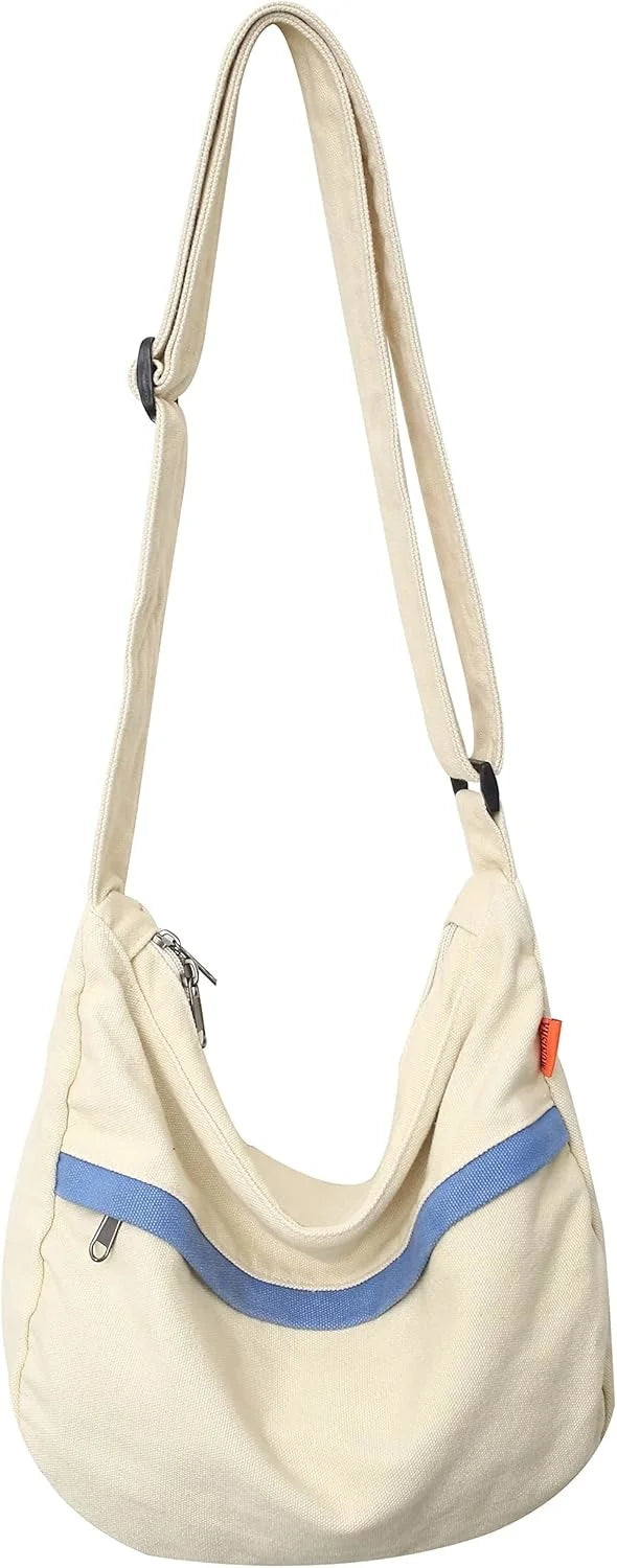 Canvas Casual Messenger Bag Hobo Crossbody Bag Canvas Shouder Tote Handbag for Women and Men