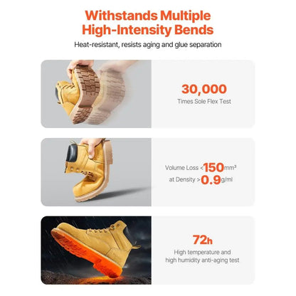 Work Boots Steel Toe Waterproof Slip Resistant US Size 8 for men