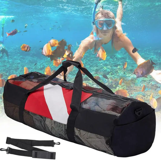 Extra Large Dive Beach Bags Portable Scuba Diving Mesh Tote with Adjustable Shoulder Strap Snorkeling Gear Organizer