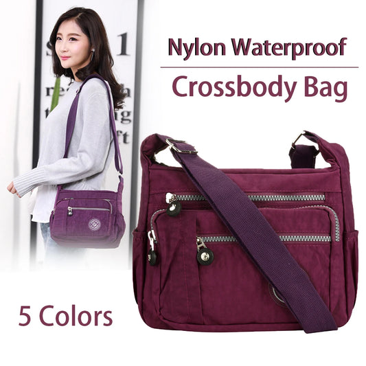 Fashion Multi-Pocket Women's Handbags Casual Crossbody Bag Floral Pattern Shoulder Bag Nylon Waterproof Messenger Bags