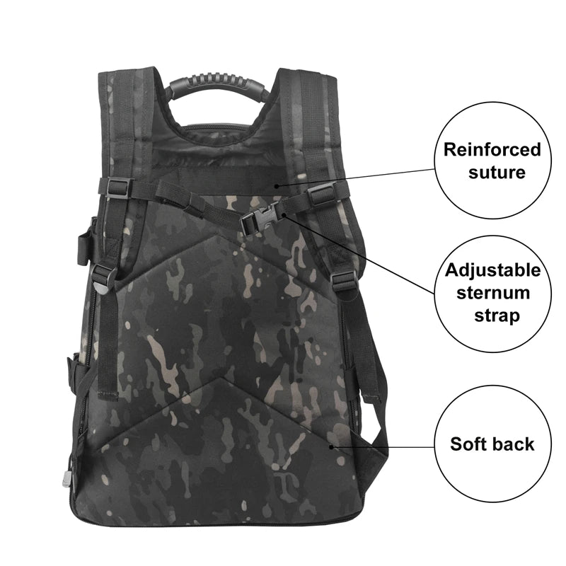 Extra Large 60L Travel Laptop Backpacks Military Tactical Backpack For Men Women Water Resistant Sturdy Outdoor Camo Bag