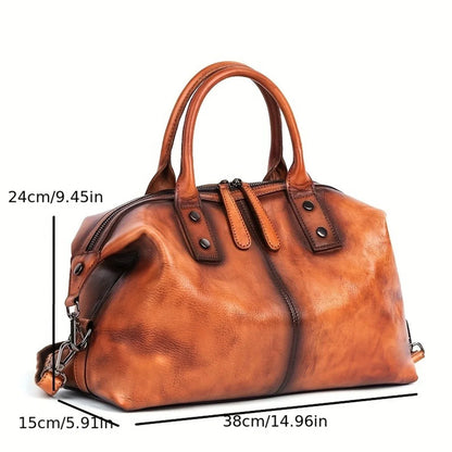 Luxurious Vintage Dumpling Shoulder Bag - Genuine Leather, Large Capacity, Top-Handle, Casual, Stylish, and Spacious Handbag
