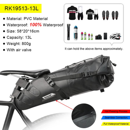 Rhinowalk Bicycle Bag 5L-13L Full Waterproof  Road Mountain Bike Cycling Rear Rack Bag Luggage Pannier Bike Saddle Accessories