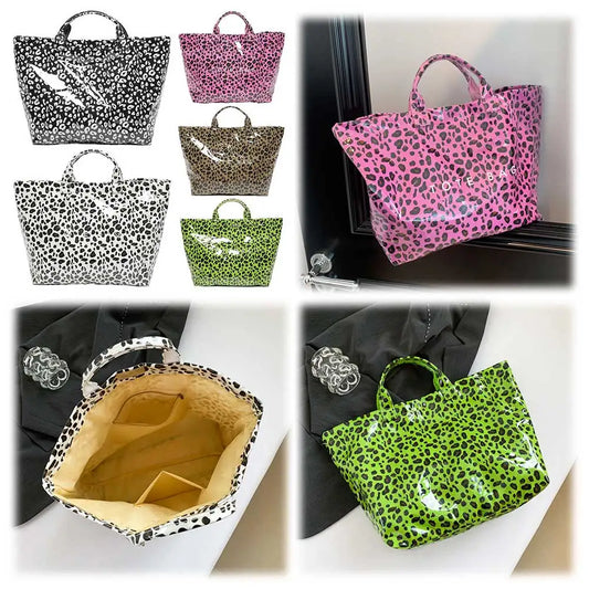 Leopard Print Fashion Tote Bag Large Capacity Trendy Carrying Bag Stylish Commuting Bag Shopping Bag Tote Handbag