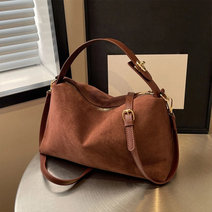 Women Suede Shoulder Bag With Inner Pocket Crossbody Bag Adjustable Strap Hobo Purse Zipper Hand bags Casual Commuter Bag