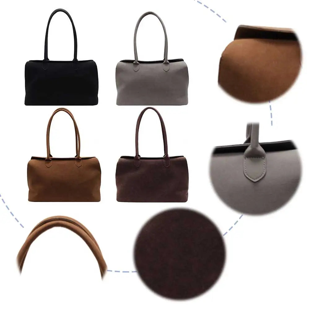 Shoulder Bag for Women Men with Inner Pocket Underarm Bag Suede Solid Color Tote Bag Trendy Satchel Bag Work Travel Bag