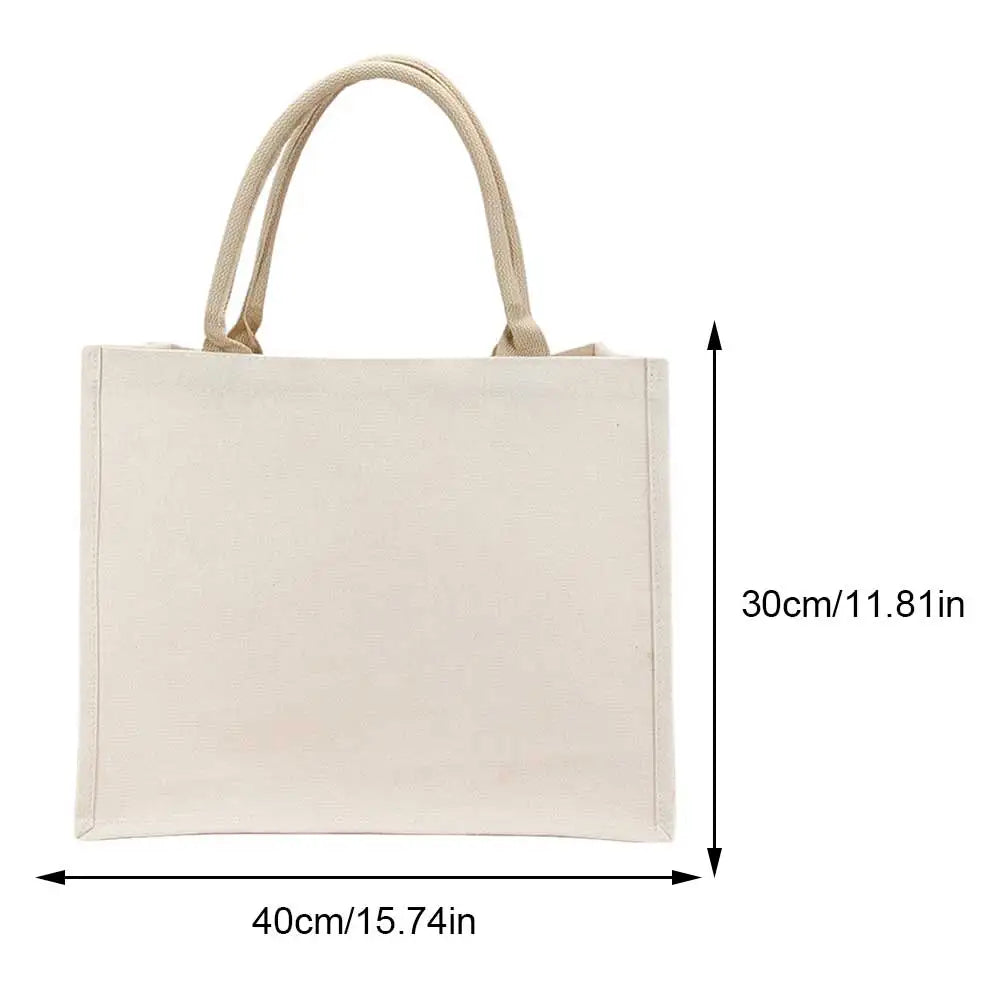 DIY Canvas Tote Bag Ladies Handbags Large Capacity Tote Shopper Bag with Sturdy Handle Grocery Bag for Wedding Birthday Gift