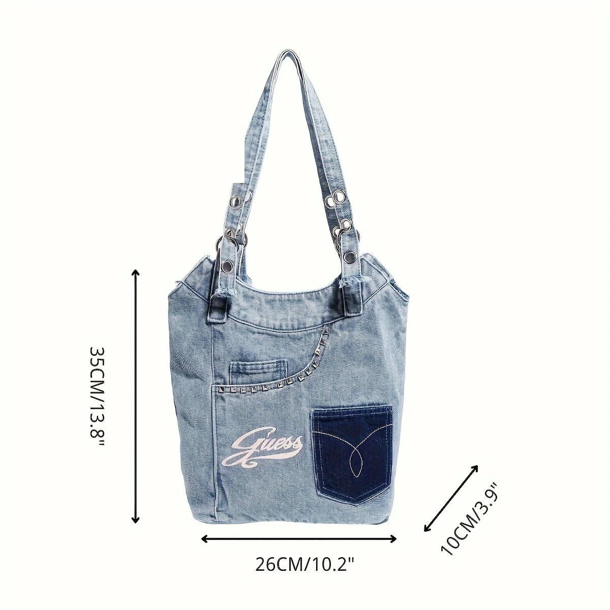 Large Denim Crossbody Bag for Women - Stylish Cowboy Material, Unlined, Buckle Closure, Perfect for Daily Commuter, Work, and Sh