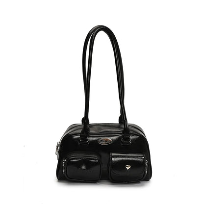 Retro Shoulder Bag PU Leather Y2k Underarm Pouch Multi Pocket Hot Girl Tote Handbag Designer Luxury Chic Casual Satchel Hobo Bag