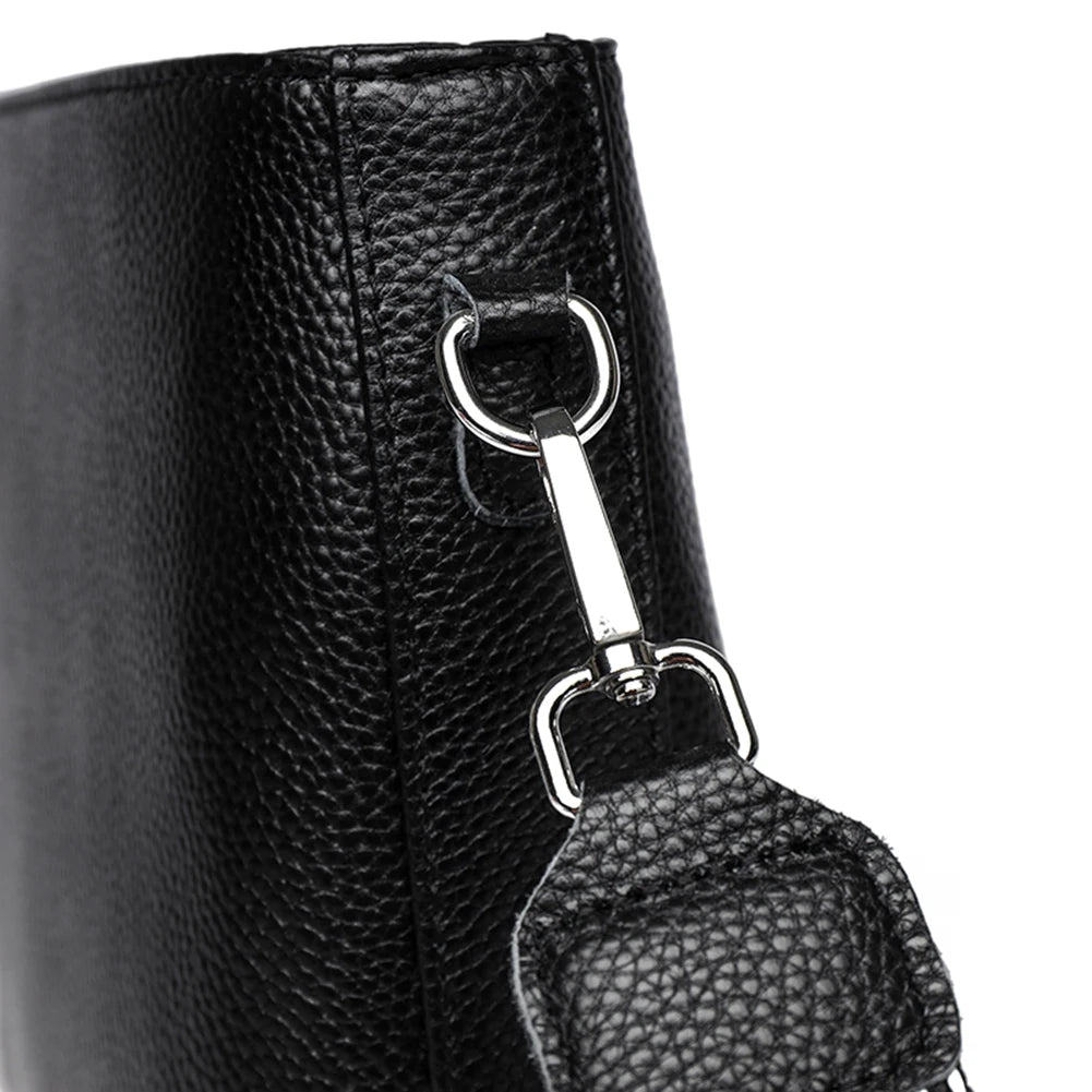 Genuine Leather Shoulder Bag Soft Trendy Crossbody Bag with Guitar Strap Designer Tote Bag Satchel Purse for Women