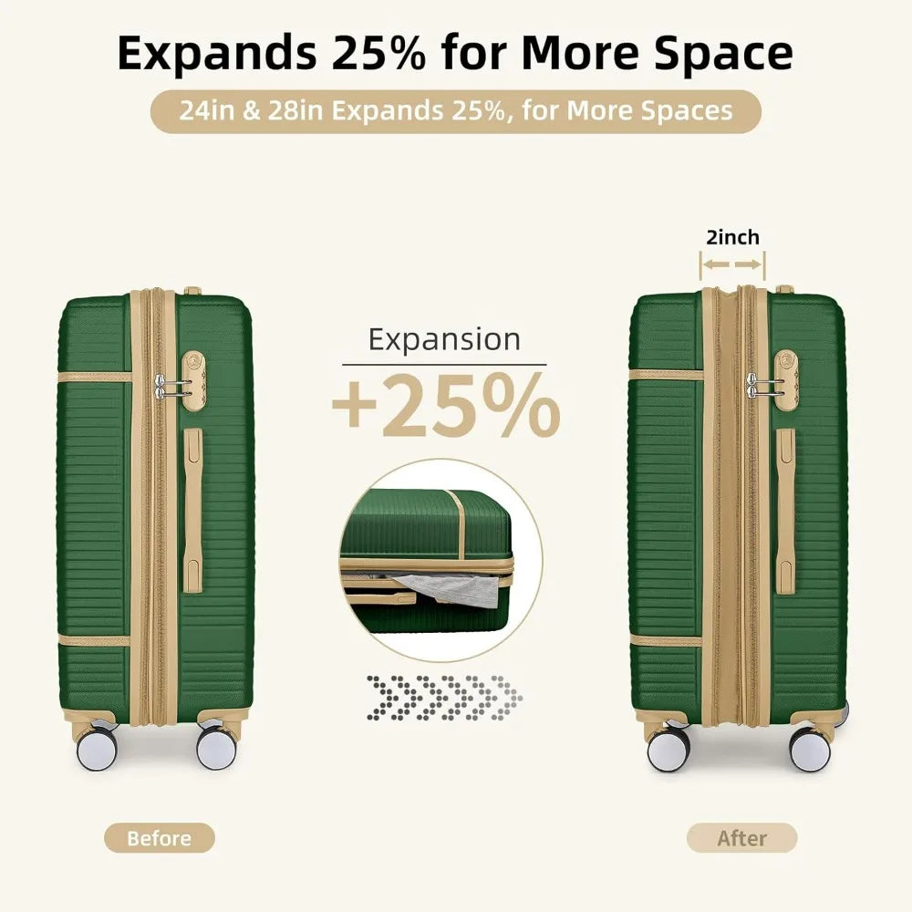 LARVENDER Luggage Sets 6 Piece with Duffel Bag, Expandable(Only 28 & 24") Hardside Luggage with Cosmetic Case 360° Spinner Wheel