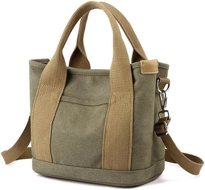 Small Tote Bag with Zipper, 2024 Canvas Multi-Pocket Crossbody Bag Shoulder Bag Satchel Hobo Bag Messenger Bag