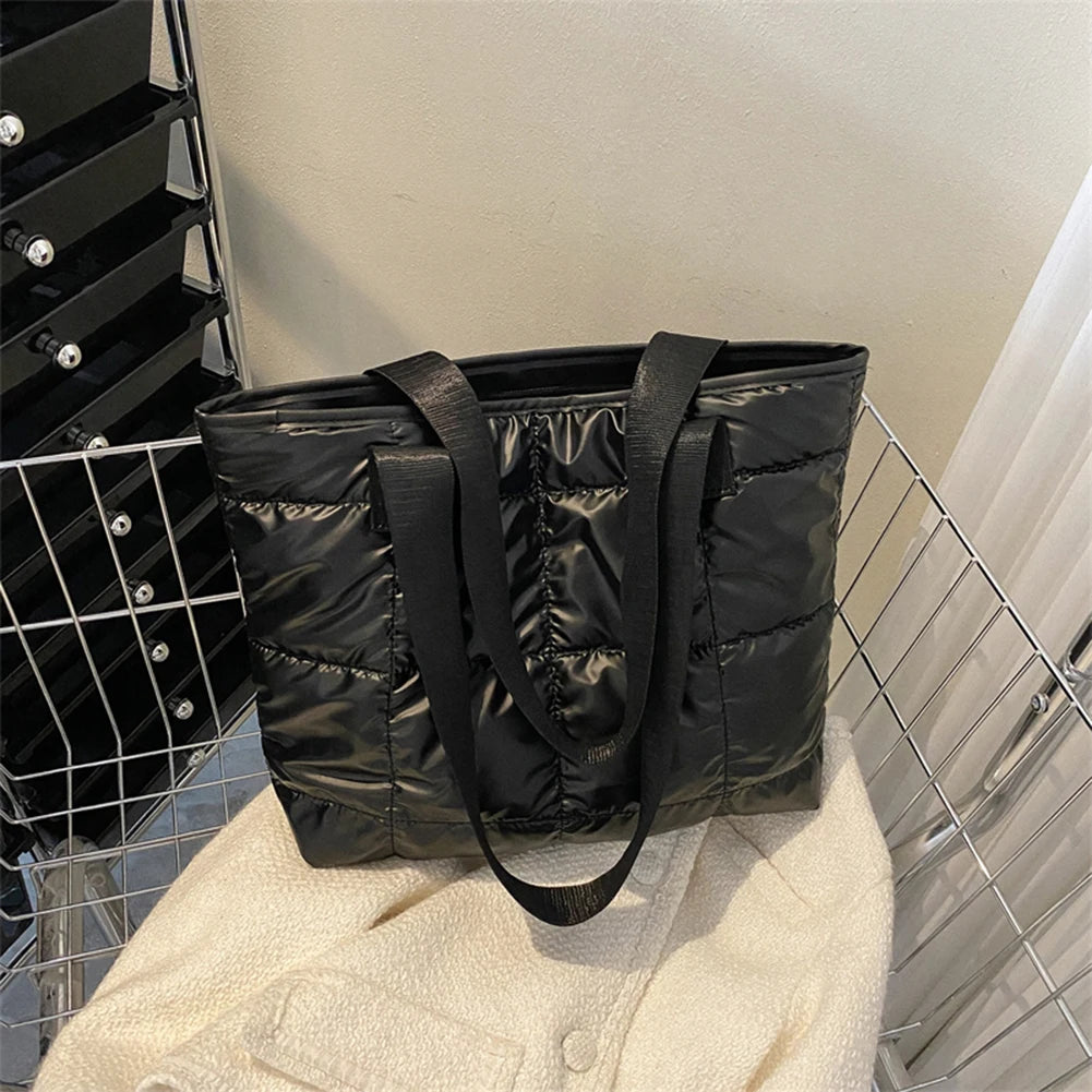 Fashion Women Tote Bag Large Capacity Cotton Padded Purses Handbags Rhombus Portable Handbag Quilted Solid for Leisure Travel