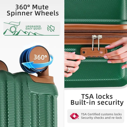 LARVENDER Luggage Set 6 Piece Large Suitcases with Wheels, Suitcase Set ABS Hard Shell Luggage Sets with Spinner Wheels, Carry O