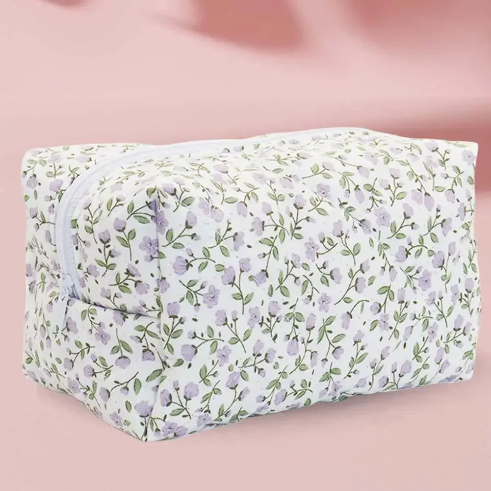 Women Cosmetic Holder Bag Aesthetic Floral Portable Makeup Pouch Large Capacity Soft Cosmetic Bag Multifunction Toiletry Bag