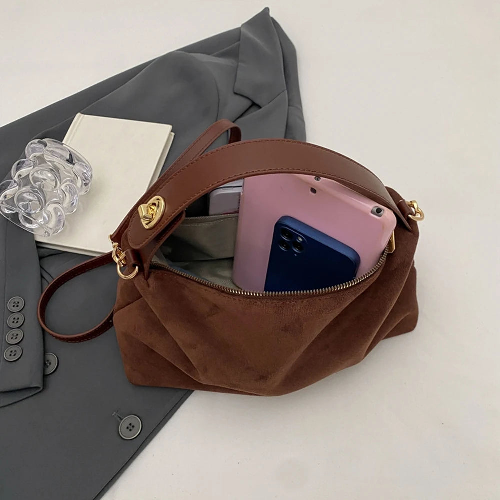 Women Suede Shoulder Bag With Inner Pocket Crossbody Bag Adjustable Strap Hobo Purse Zipper Hand bags Casual Commuter Bag