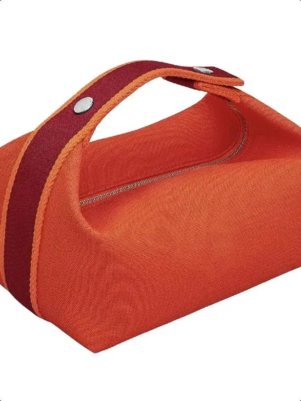 2024 New Large Capacity Canva Makeup Bag Soft Texture Fashionable Women's Shoulder Bag Color Blocking Handbag From China