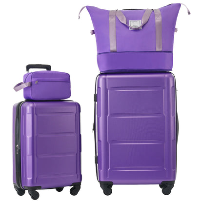 4 Piece Luggage Set with Bags Expanable Spinner Wheels ABS Lightweight Suitcase with TSA Lock 20inch+28inch