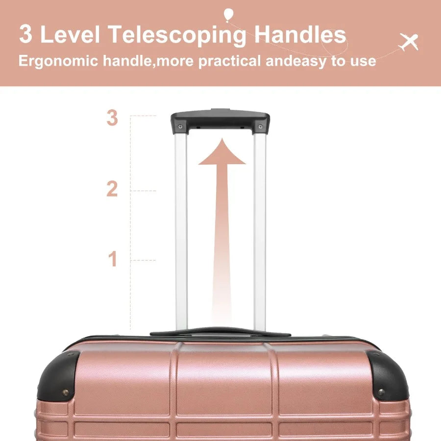 Luggage Sets ABS+PC Hardshell 4pcs Luggage Hardside Lightweight Durable Suitcase sets Spinner Wheels Suitcase with TSA Lock 12