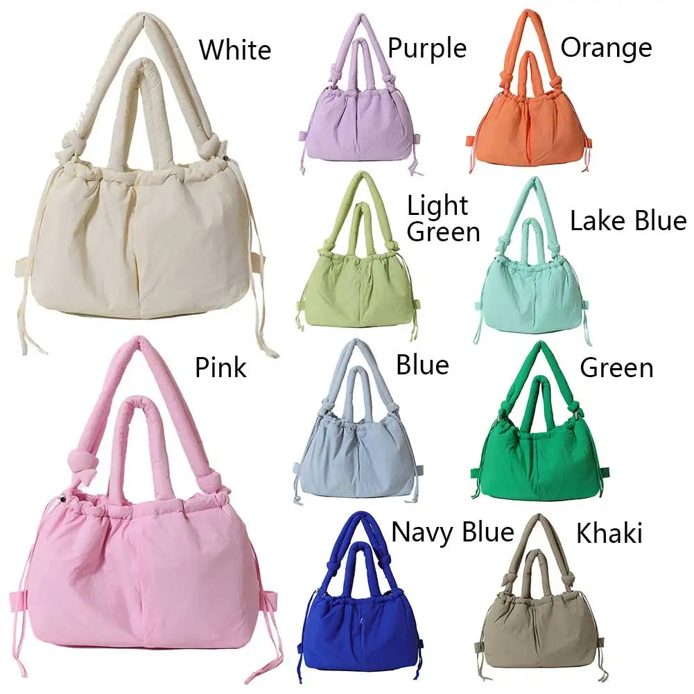 Crossbody Bag for Women Adjustable Strap Hobo Bag Nylon Solid Backpack Large Capacity Puffy Purse for Shopping Travel