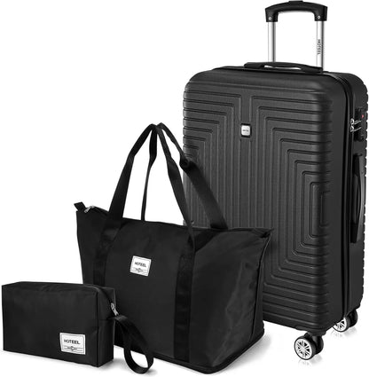 HOTEEL Premium 3-Piece Luggage Collection, ABS+PC Hardshell Suitcase with TSA Lock & Matching Travel Bags