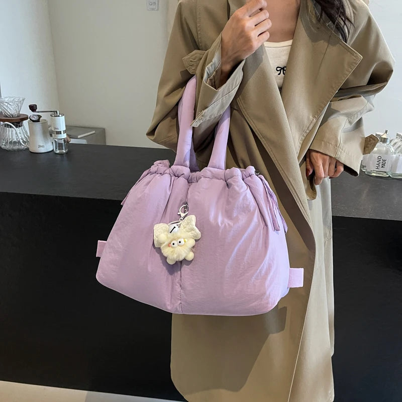 Puffer Tote Bag Lightweight Puffy Handbag Large Capacity Hobo Bag Pillow Shopper Bag for Women Work Shopping Travel