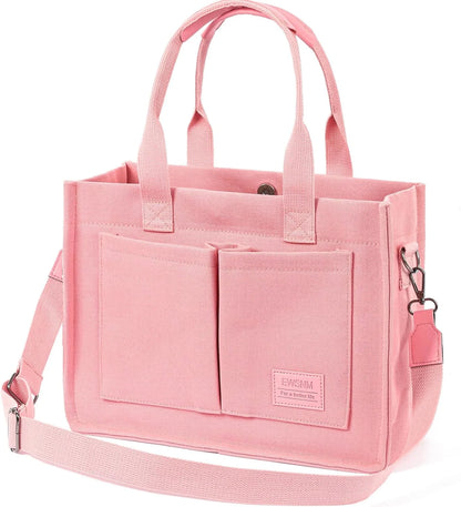 Canvas Tote Bag for Women, Large Laptop Travel Tote Handbag Totes with Crossbody Shoulder Teachers Reusable Grocery Bags