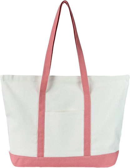 Canvas Tote Bag with External Pocket Extra Large Canvas Tote Bag Heavy Duty Grocery Shopping Bags Weekender Bag