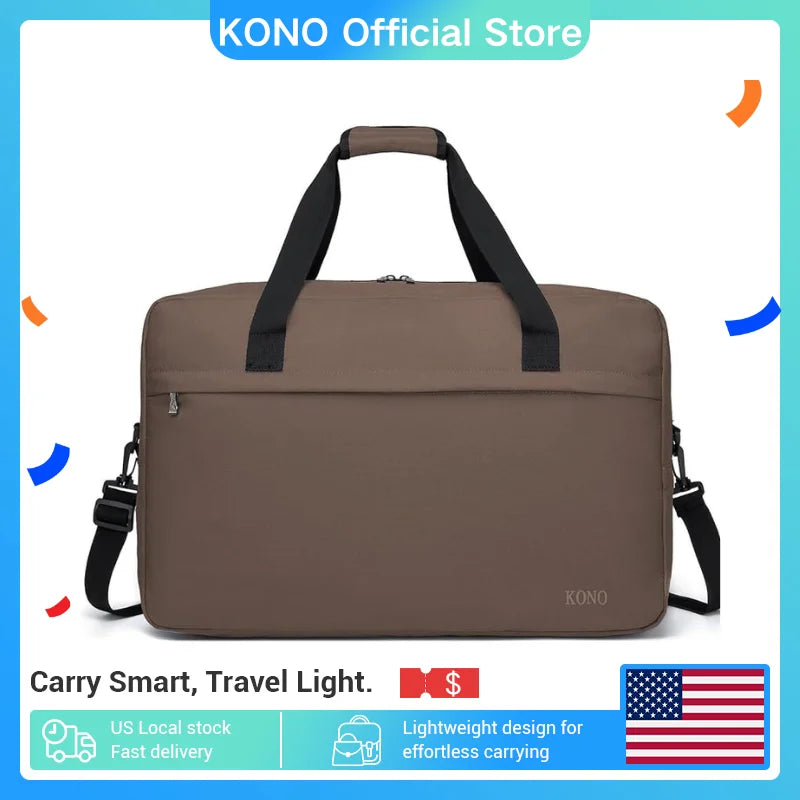 Kono 55x35x25 Carry On Luggage 48L Large Capacity Holdall Hand Luggage Unisex Sports Travel Duffels Bag