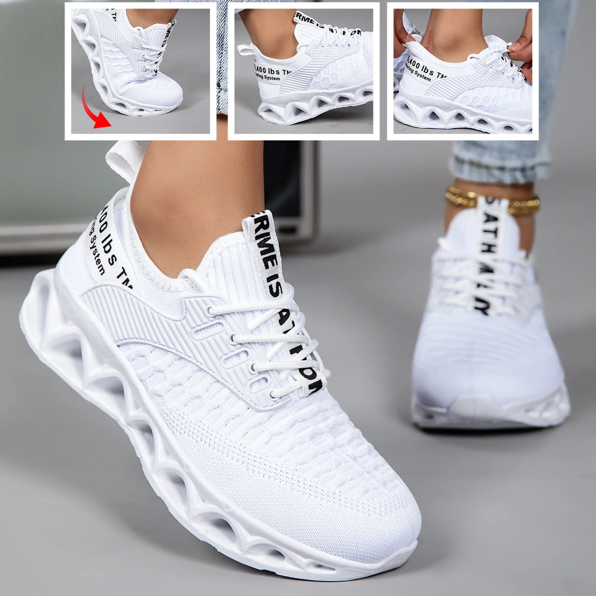 Women's running shoes, lightweight mesh, breathable and comfortable flat soft tennis shoes, blade sports shoes for women