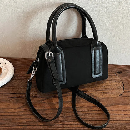 Women Suede Tote Bag Adjustable Strap Crossbody Bag with Multi-Pockets Handbag Zipper Satchel Bag for Work Travel