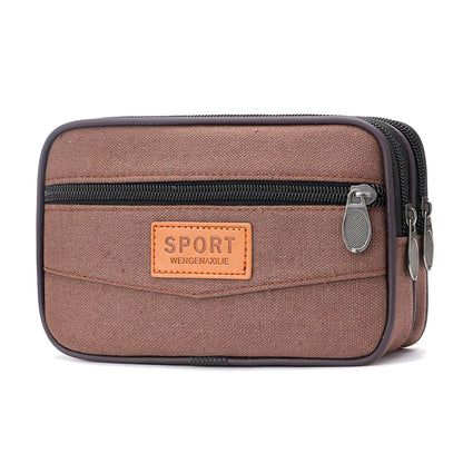 Men Outdoor Sports Waist Bag Fashion Canvas Slim Coin Purse with Multi Pockets Change Pouch for Coins for Best Gift