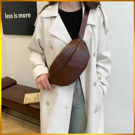 Crossbody Bag for Women PU Leather Chest Bag Small Size Fanny Pack Solid Color Sling Bum Bag Adjustable Straps Cross Body Purses